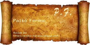 Palkó Ferenc névjegykártya